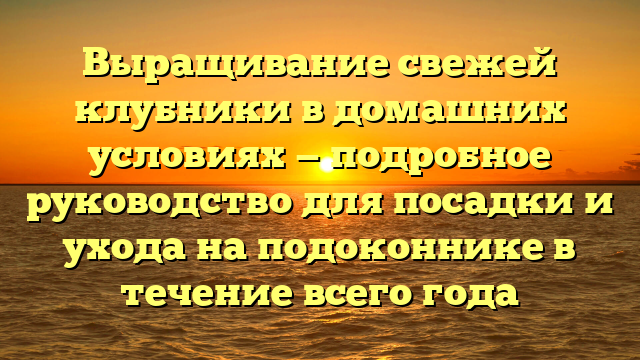 Выращивание свежей клубники в домашних условиях — подробное руководство для посадки и ухода на подоконнике в течение всего года