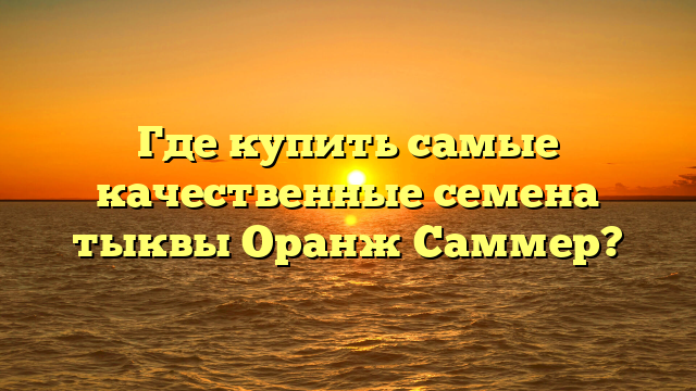 Где купить самые качественные семена тыквы Оранж Саммер?