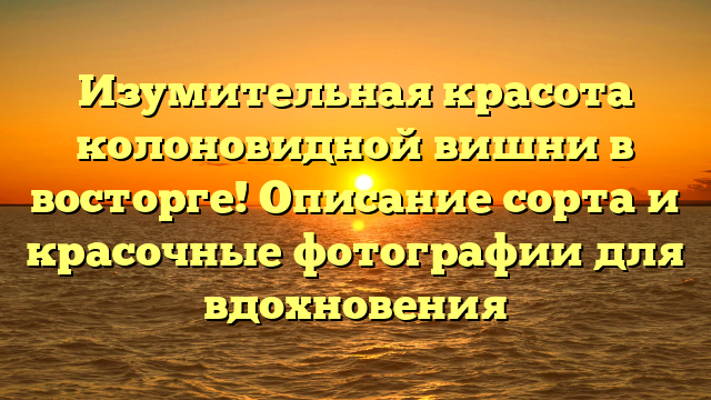 Изумительная красота колоновидной вишни в восторге! Описание сорта и красочные фотографии для вдохновения