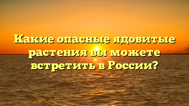 Какие опасные ядовитые растения вы можете встретить в России?