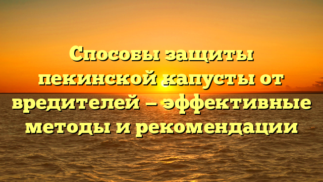 Способы защиты пекинской капусты от вредителей — эффективные методы и рекомендации