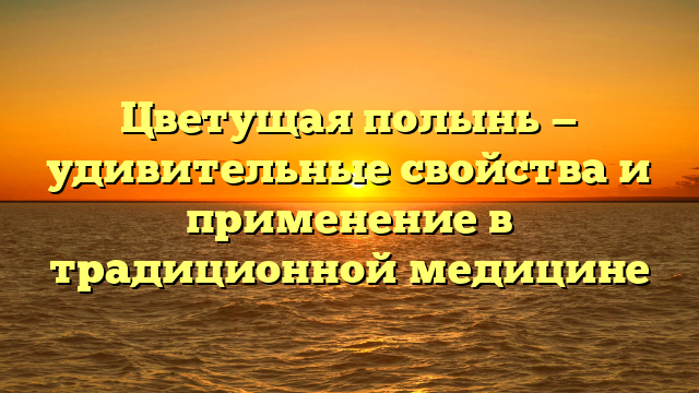 Цветущая полынь — удивительные свойства и применение в традиционной медицине