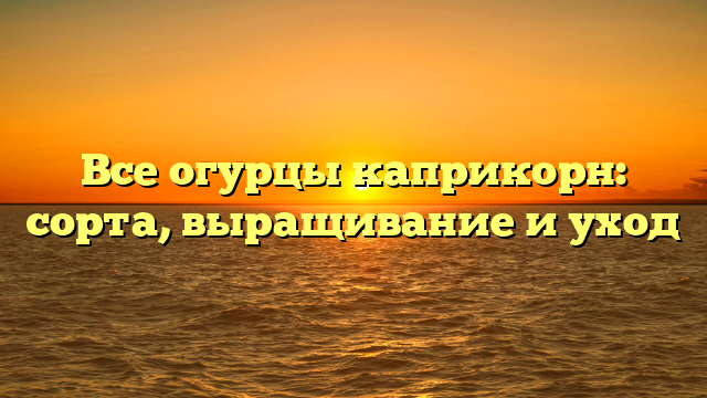 Все огурцы каприкорн: сорта, выращивание и уход